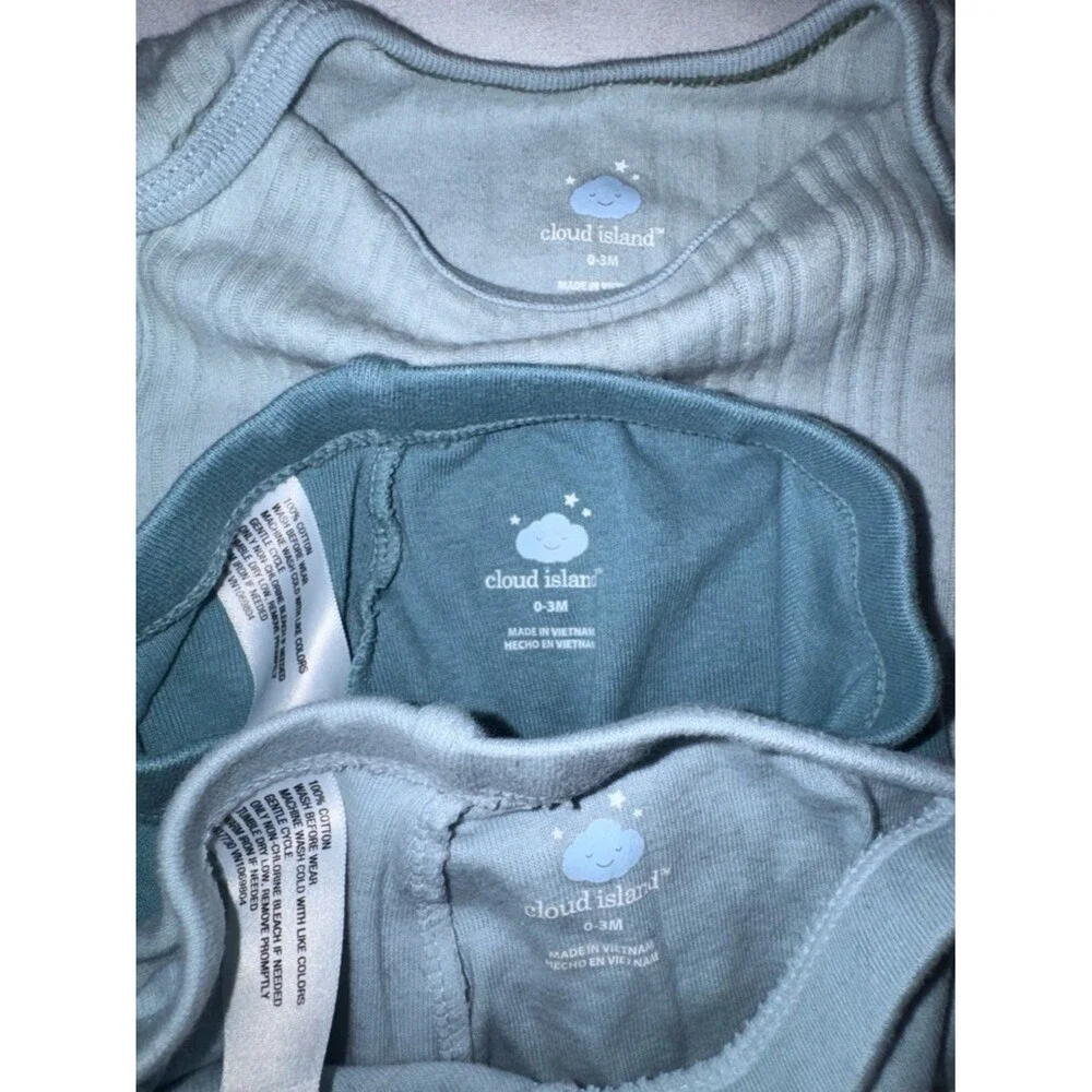 cloud island size 0-3 months blue/teal Ribbed Long-Sleeve Onesie and Pants Set